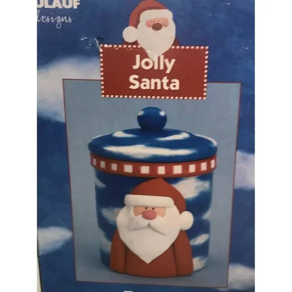 Sakura Oneida Earthenware Zulauf Design Jolly Santa Christmas Cookie Treat Jar - Picture 5 of 12